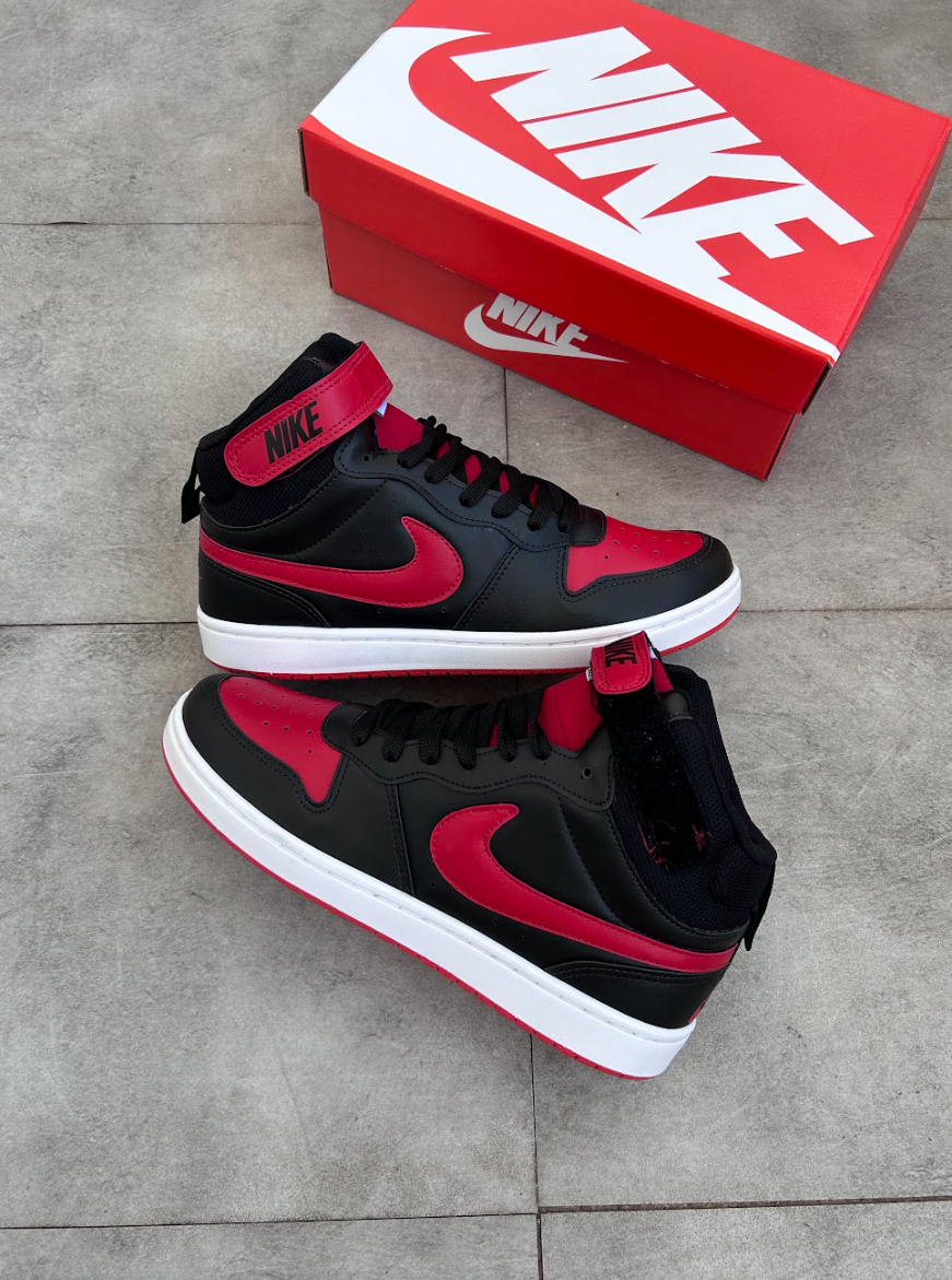 Nike Court Borough MID - Preto/Vermelho